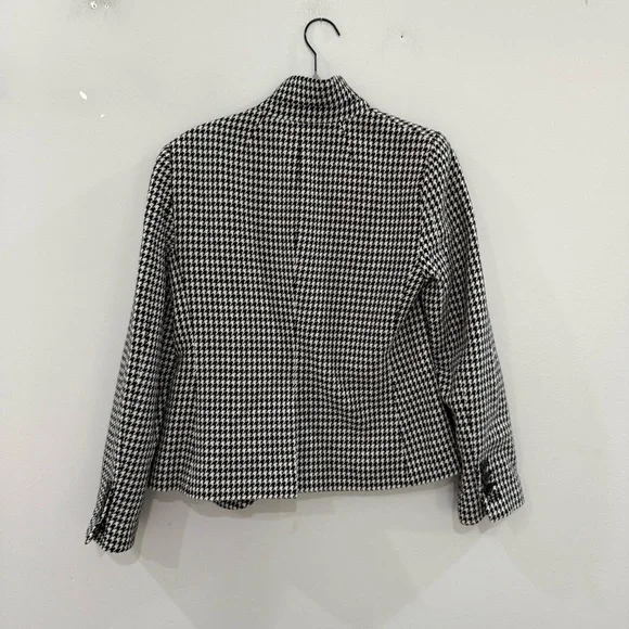 J Crew Blazer Lady Jacket Italian in Houndstooth Black White - Picture 7 of 8